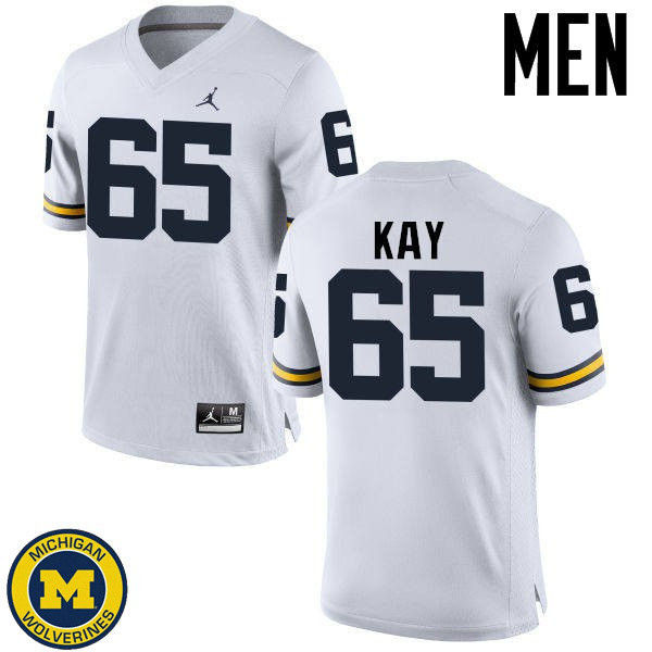 Mens University of Michigan #65 Anthony Kay White College Game Jersey